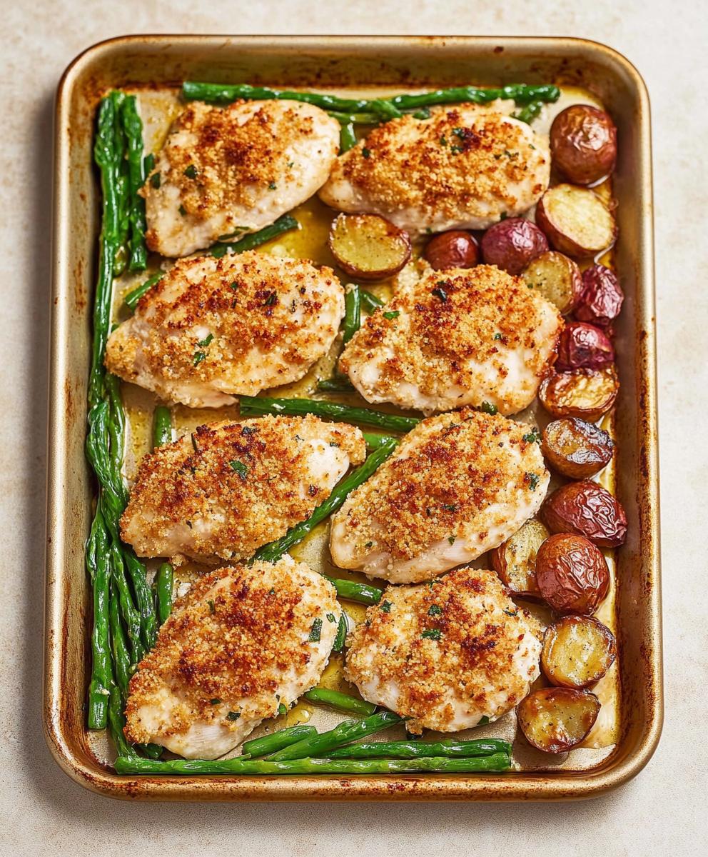 Parmesan Crusted Chicken Sheet Pan Dinner Recipe