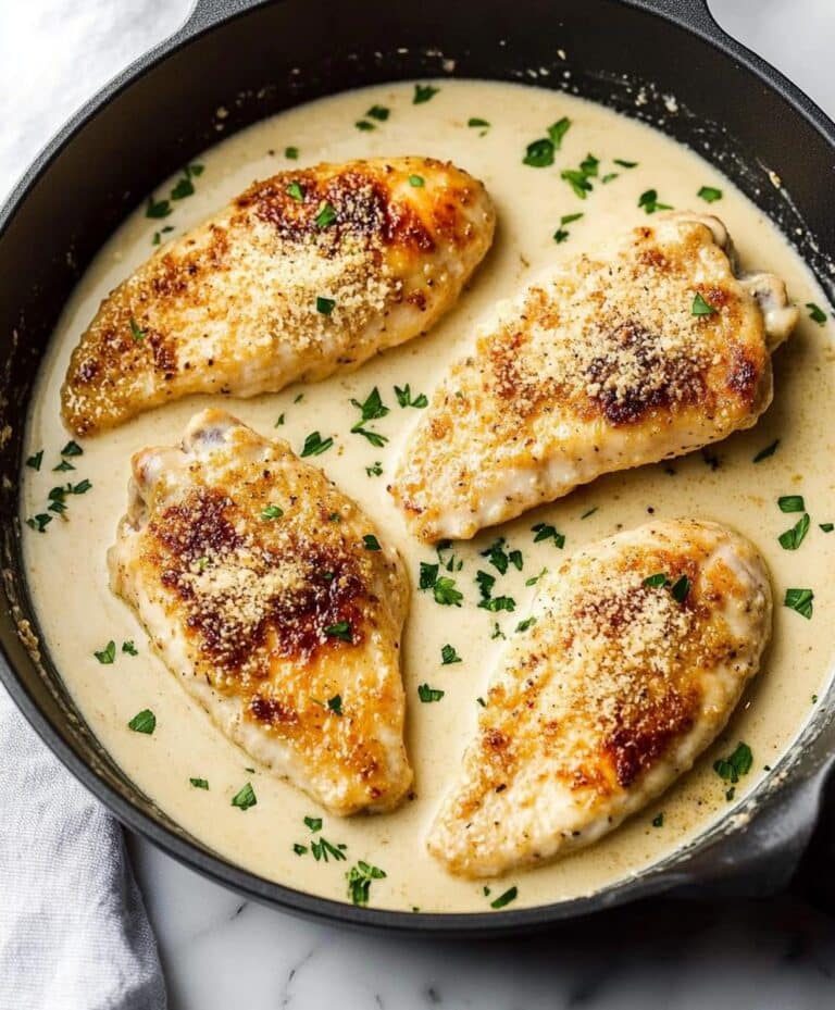 Parmesan Crusted Chicken With Creamy Garlic Sauce Recipe