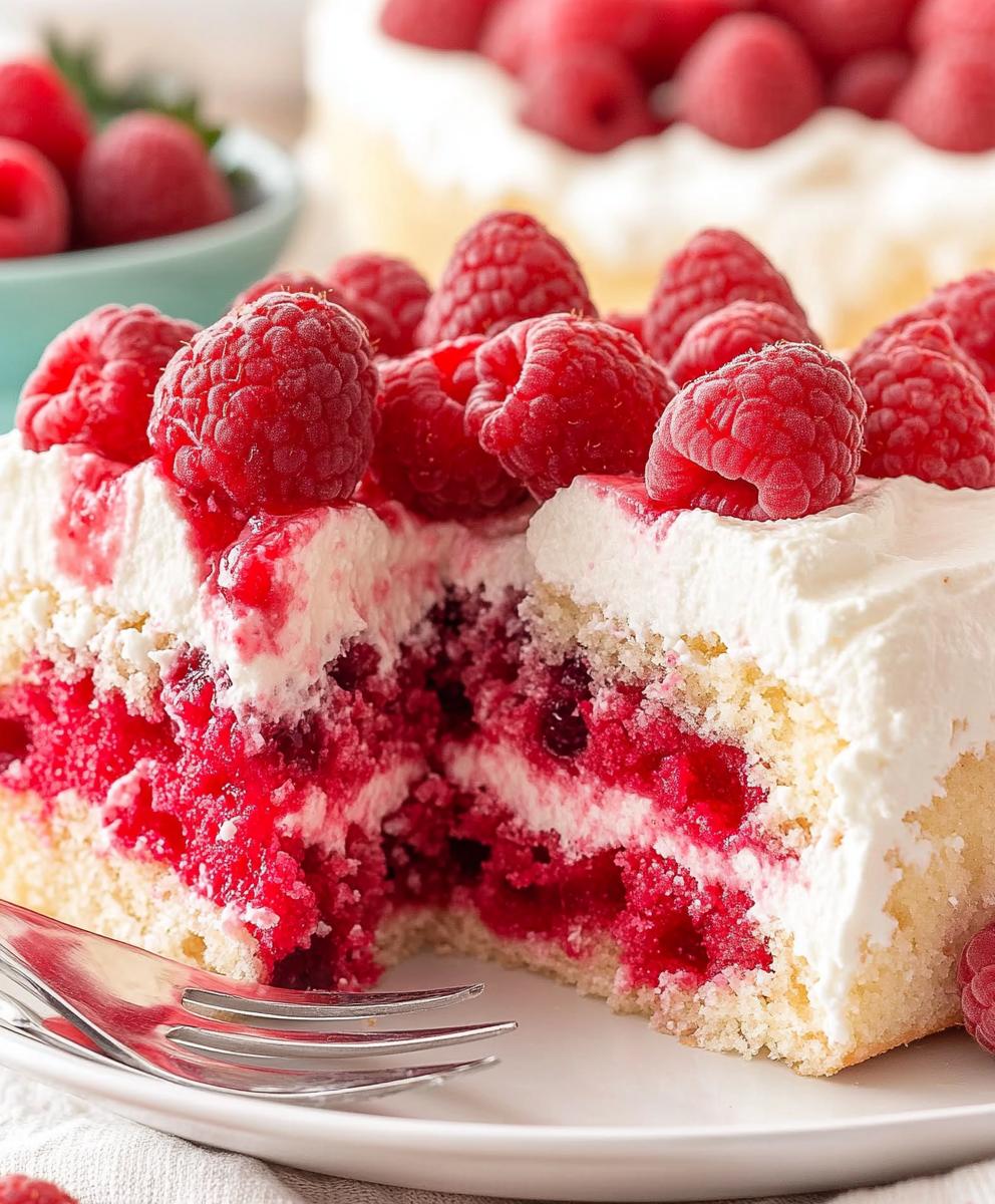 Raspberry White Chocolate Poke Cake Recipe