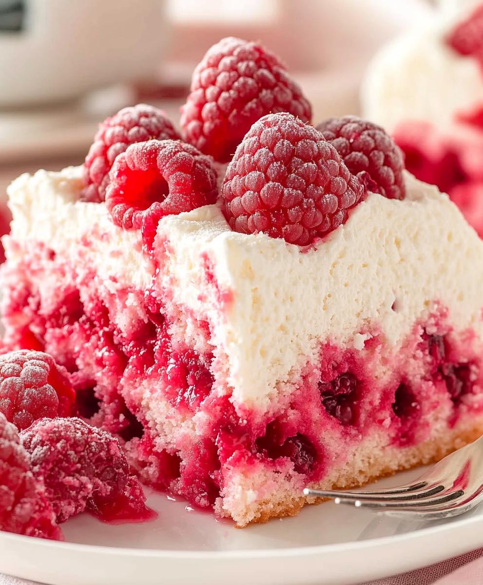 Raspberry White Chocolate Poke Cake Recipe