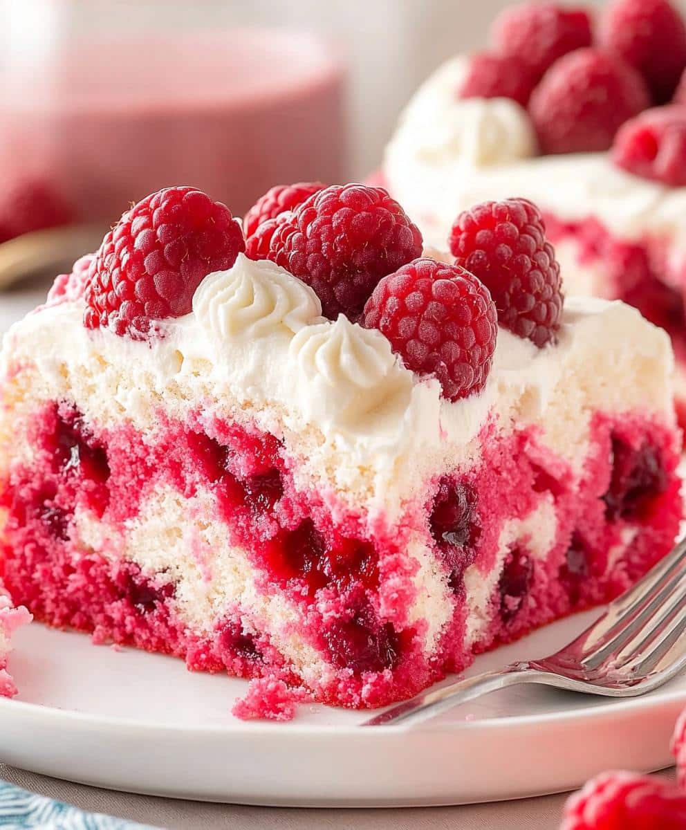 Raspberry White Chocolate Poke Cake Recipe