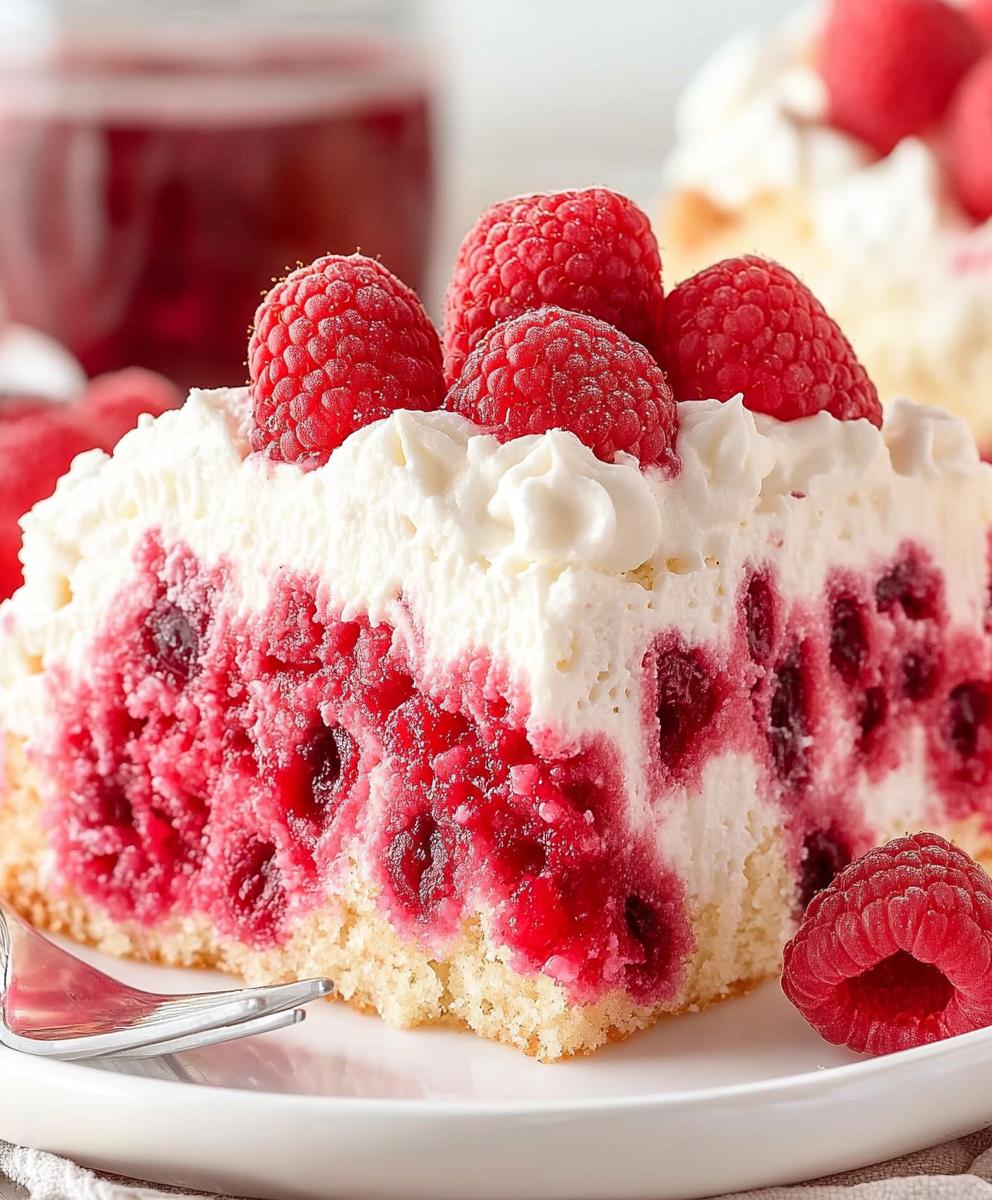 Raspberry White Chocolate Poke Cake Recipe
