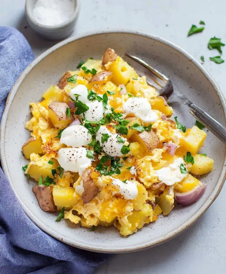 Cheesy Potato Egg Scramble Recipe
