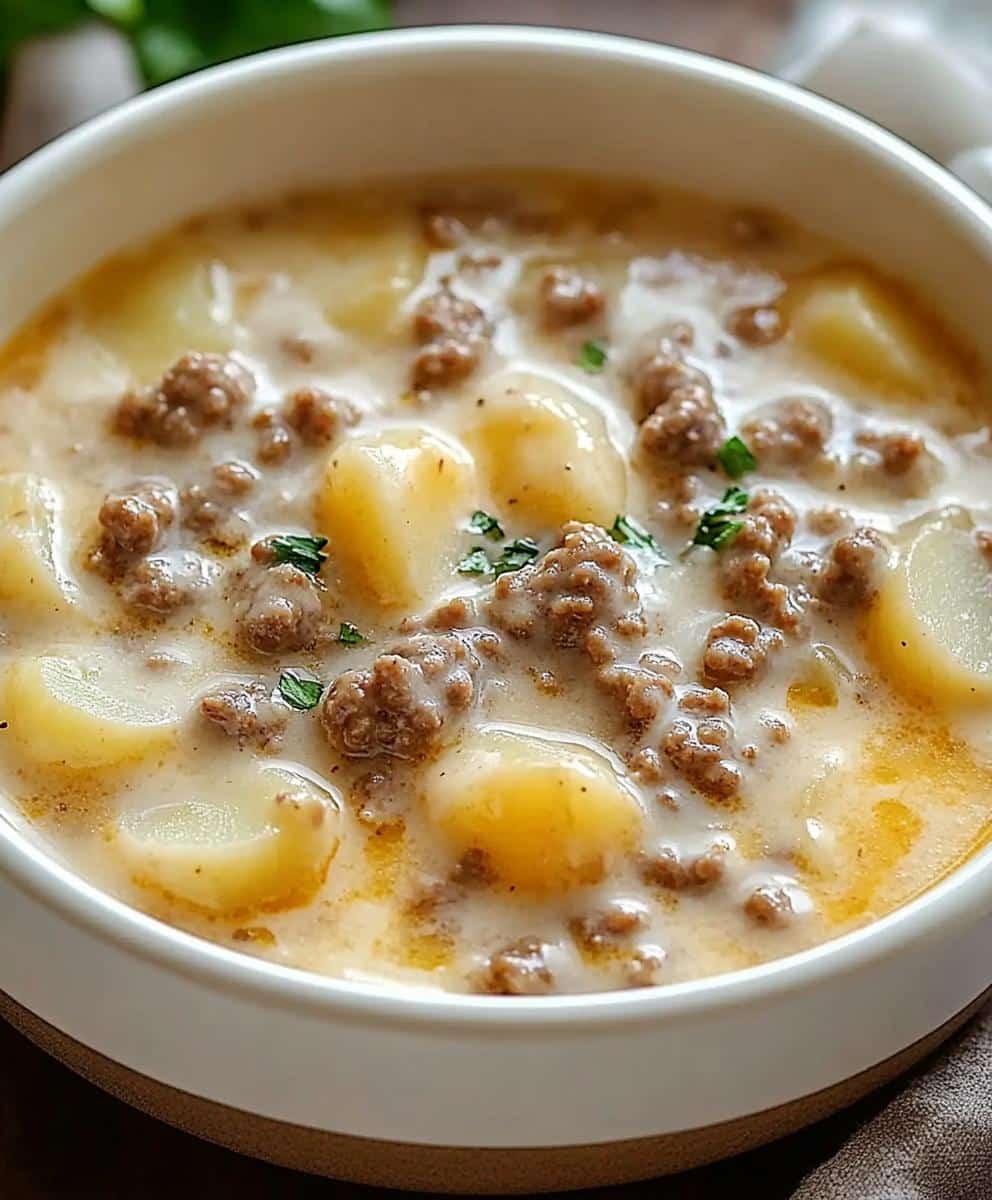 Creamy Potato & Hamburger Soup Recipe