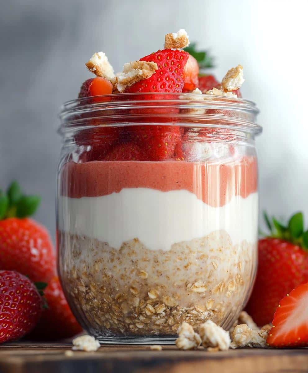 Nutritious Strawberry Cheesecake Overnight Oats Recipe