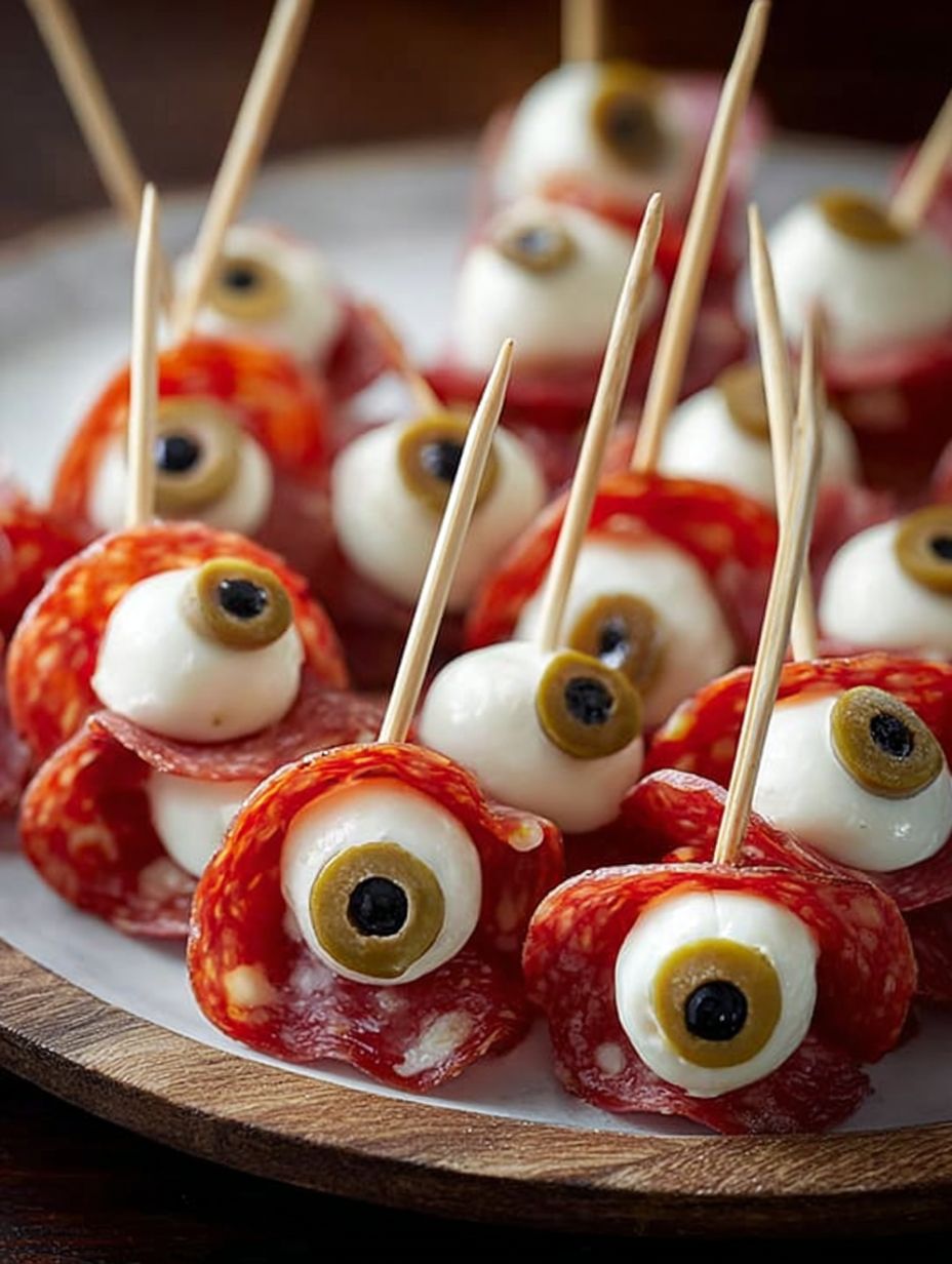 Skewered Salami Eyeballs Recipe