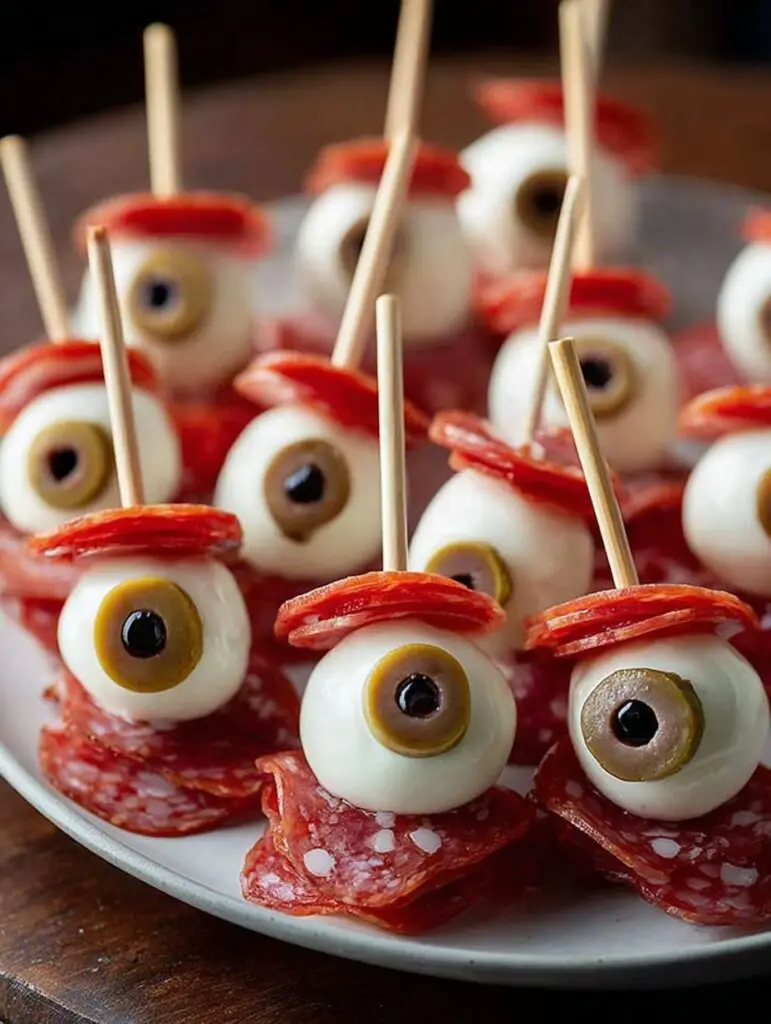 Skewered Salami Eyeballs Recipe