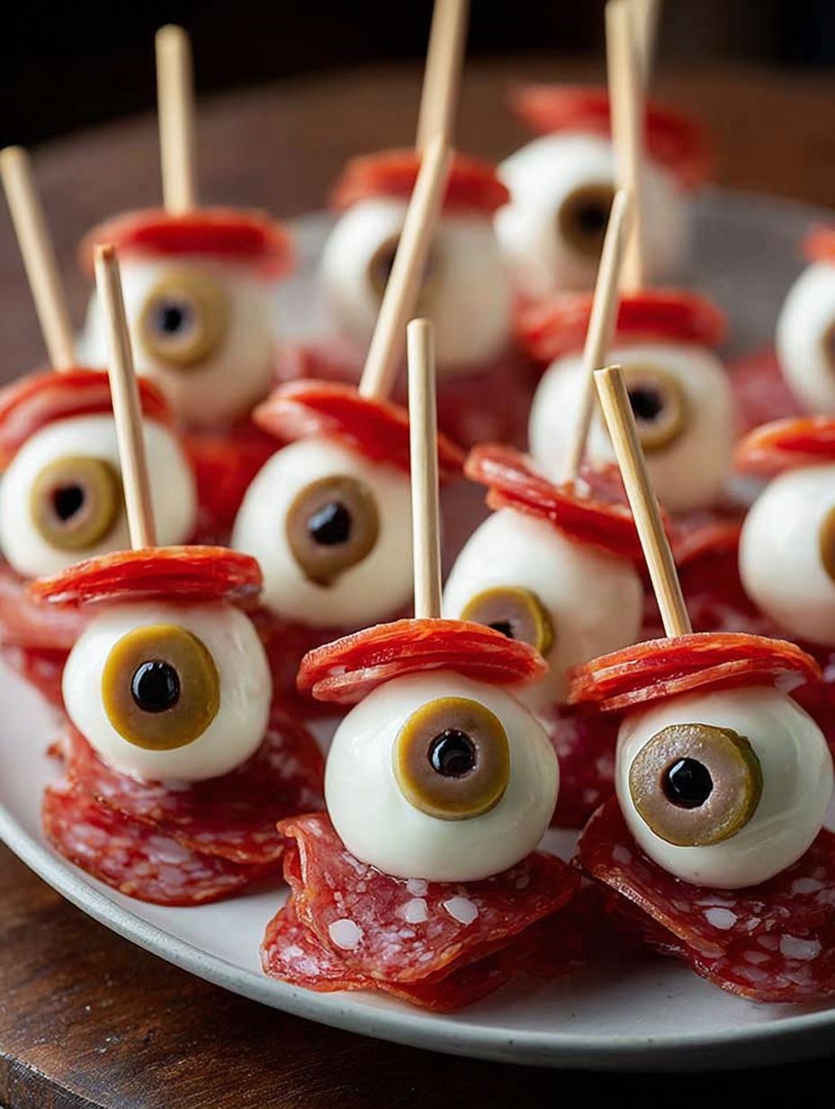 Skewered Salami Eyeballs Recipe
