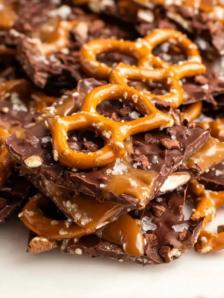 Easy Salted Caramel Pretzel Bark Recipe for Thanksgiving Desserts