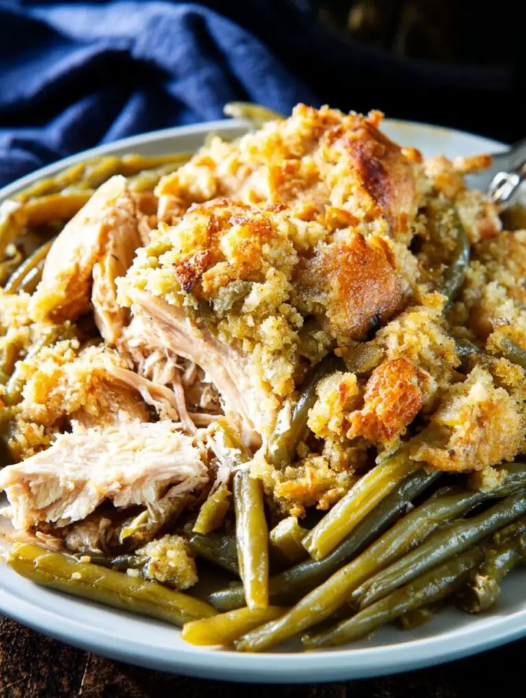 Cozy Crock Pot Chicken and Stuffing Recipe with Green Beans